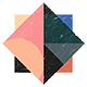 A small, eight pointed star created from two patterned squares